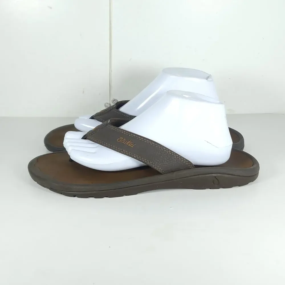 Olukai Men's Ohana US11 Brown Slip On Flat Thong Sandals